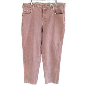 Pilcro Frayed Cropped Light Dusty Pink Plus Size Pants Size 16W